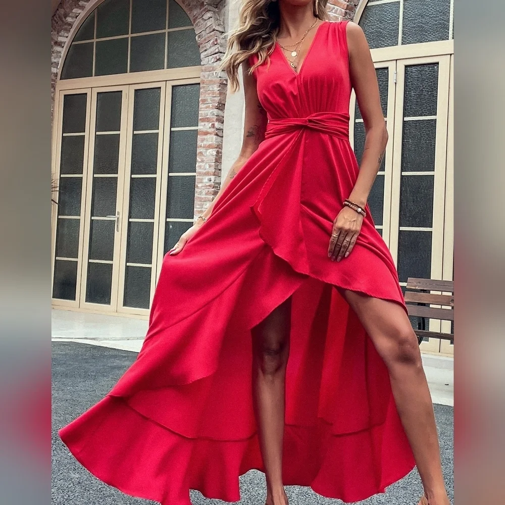 Twist Waist High Low Hem Dress - Picture 3 of 5